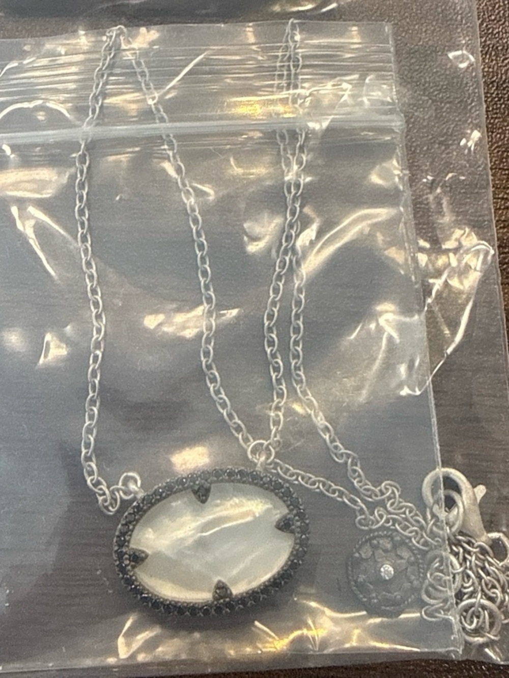 *NEW*Freida Rothman* Silver-Tone Mother-of-Pearl Oval Pendant